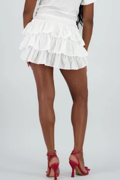 Shasa Ruffle Mini Skirt with Polka Dot Detail