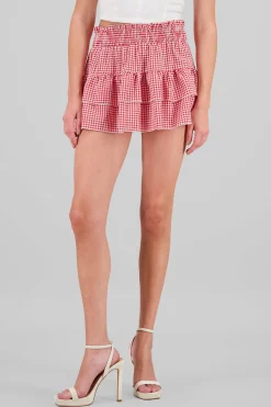 Shasa Ruffled Checkered Mini Skirt