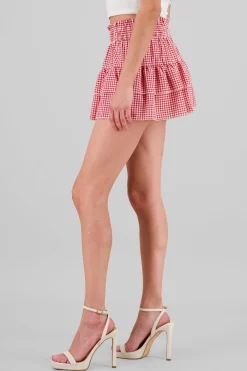 Shasa Ruffled Checkered Mini Skirt