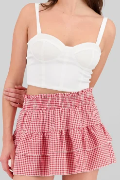 Shasa Ruffled Checkered Mini Skirt