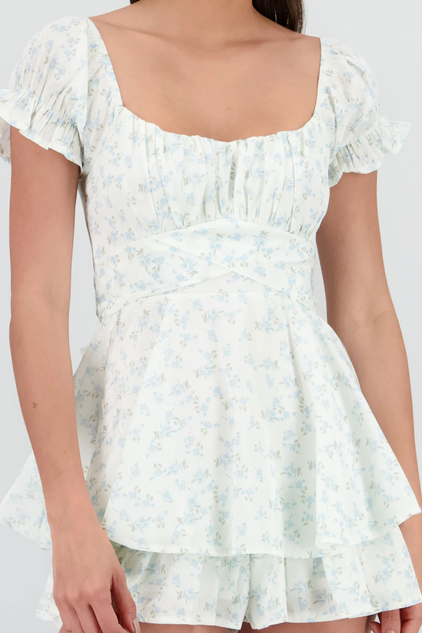 Shasa Ruffled Floral Print Romper