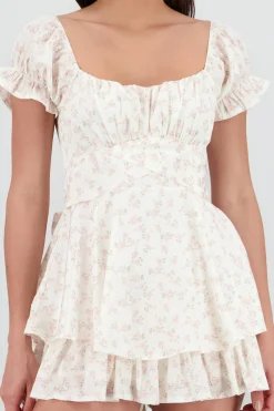 Shasa Ruffled Floral Print Romper