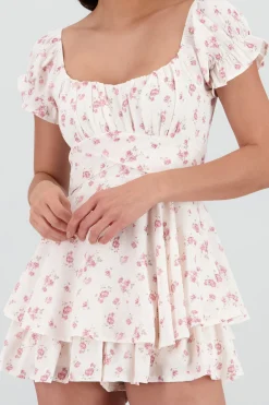 Shasa Ruffled Floral Texture Romper