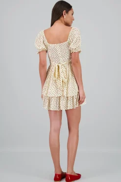 Shasa Ruffled Floral Textured Mini Dress
