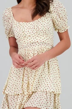Shasa Ruffled Floral Textured Mini Dress