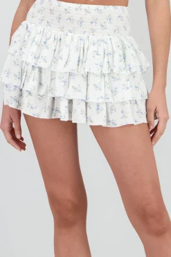 Shasa Ruffled Mini Skirt with Floral Details