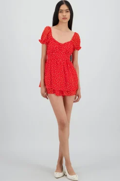 Shasa Ruffled Romper with Mini Floral Print