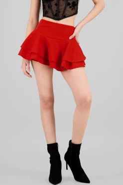 Shasa Ruffled Satin Mini Skrt