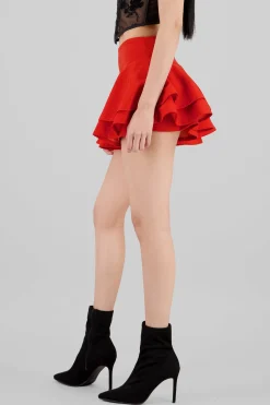 Shasa Ruffled Satin Mini Skrt