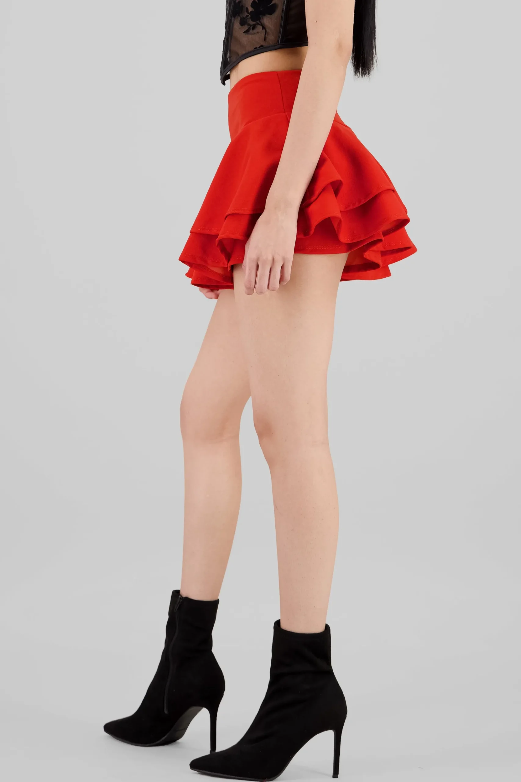 Shasa Ruffled Satin Mini Skrt