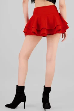 Shasa Ruffled Satin Mini Skrt