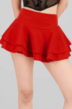 Shasa Ruffled Satin Mini Skrt