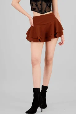 Shasa Ruffled Satin Mini Skrt