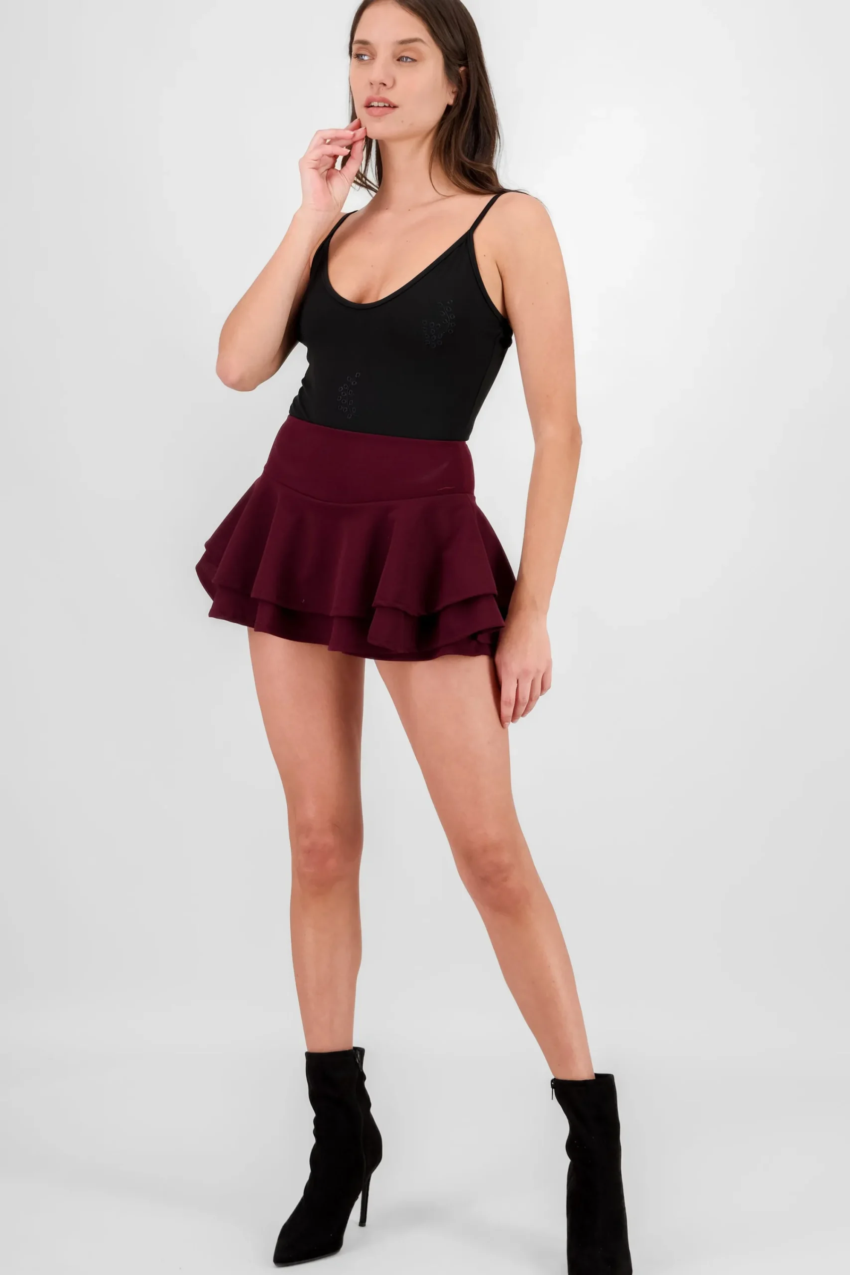 Shasa Ruffled Satin Mini Skrt