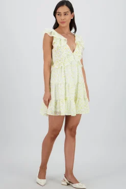 Shasa Ruffled Strap Details Mini Dress