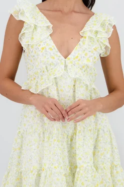 Shasa Ruffled Strap Details Mini Dress