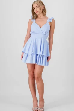 Shasa Ruffled Strap Summer Mini Day Dress