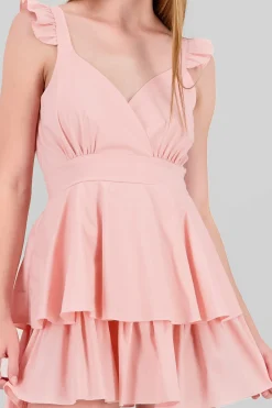 Shasa Ruffled Strap Summer Mini Day Dress