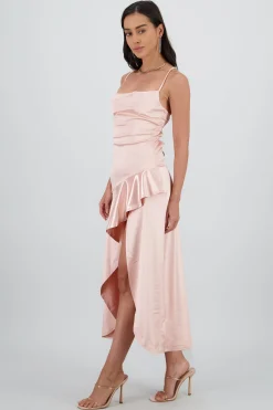 Shasa Satin Dress with Lace Up Back