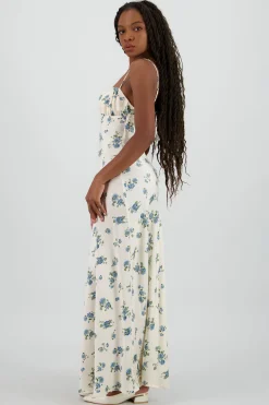 Shasa Satin Floral Maxi Dress