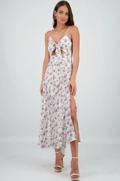 Shasa Satin Floral Midi Dress