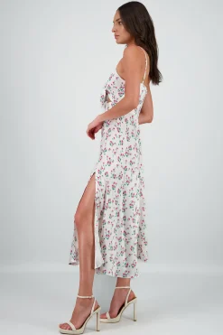Shasa Satin Floral Midi Dress