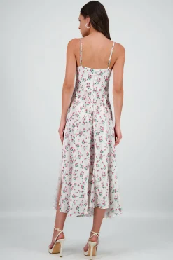 Shasa Satin Floral Midi Dress