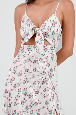 Shasa Satin Floral Midi Dress