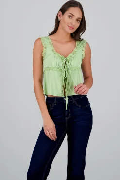 Shasa Satin Lace Blouse with Bow