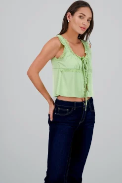 Shasa Satin Lace Blouse with Bow