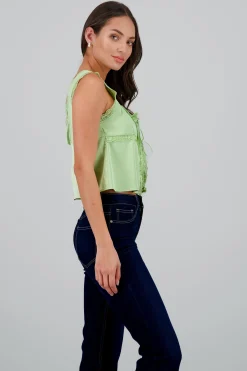 Shasa Satin Lace Blouse with Bow
