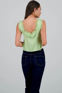 Shasa Satin Lace Blouse with Bow