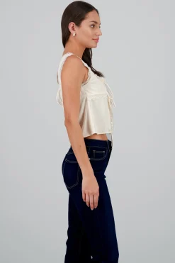 Shasa Satin Lace Blouse with Bow