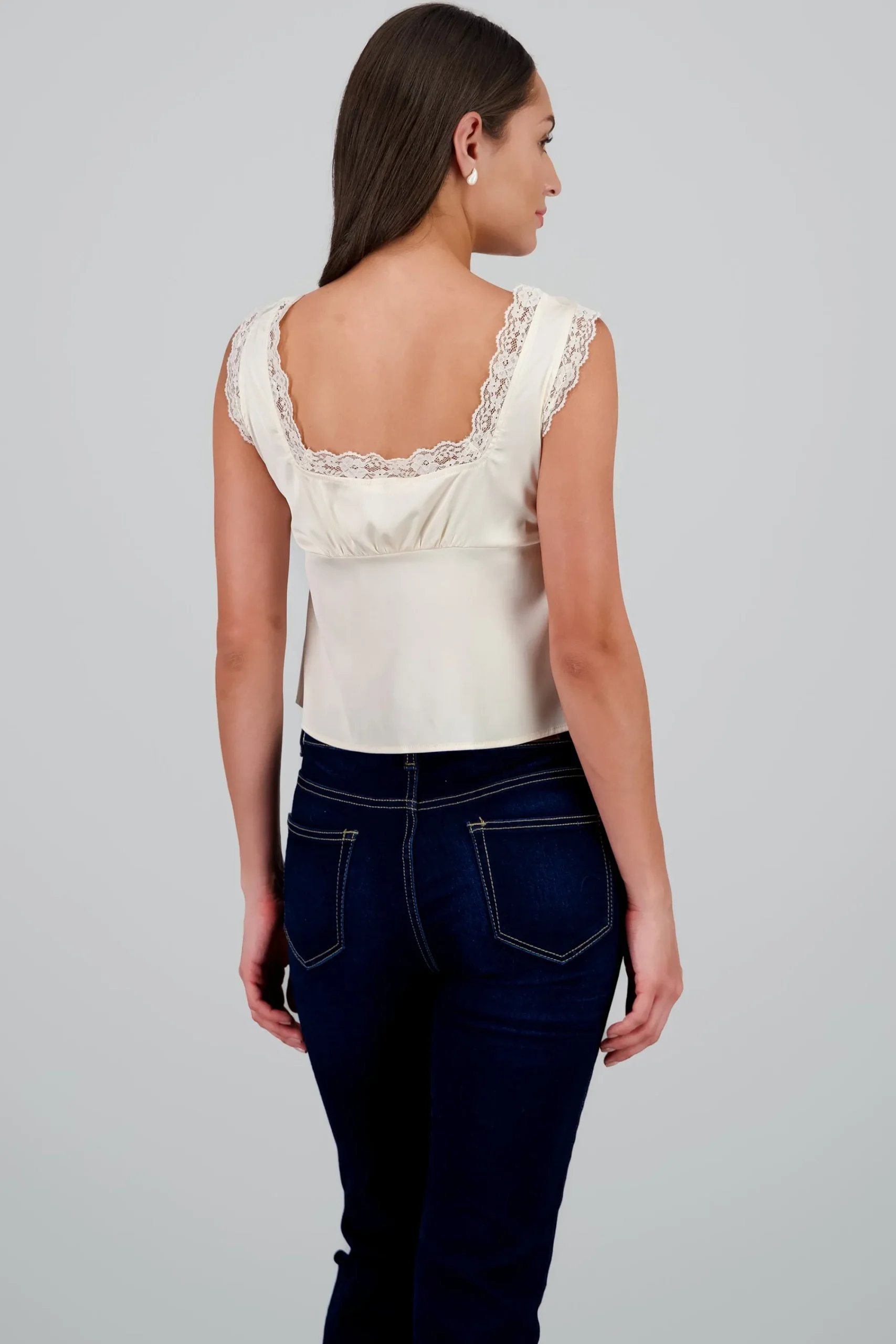 Shasa Satin Lace Blouse with Bow