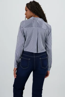 Shasa Satin Long Sleeve Cropped Shirt