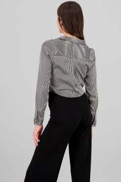 Shasa Satin Long Sleeve Cropped Shirt