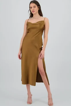 Shasa Satin Maxi Dress with Cowl Neckline