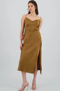 Shasa Satin Maxi Dress with Cowl Neckline