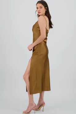 Shasa Satin Maxi Dress with Cowl Neckline