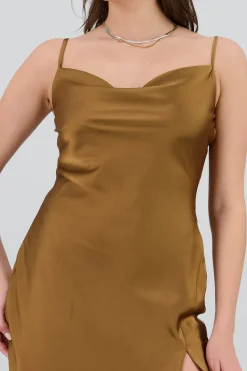 Shasa Satin Maxi Dress with Cowl Neckline