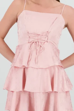 Shasa Satin Mini Dress with Lace Up Bow Detail