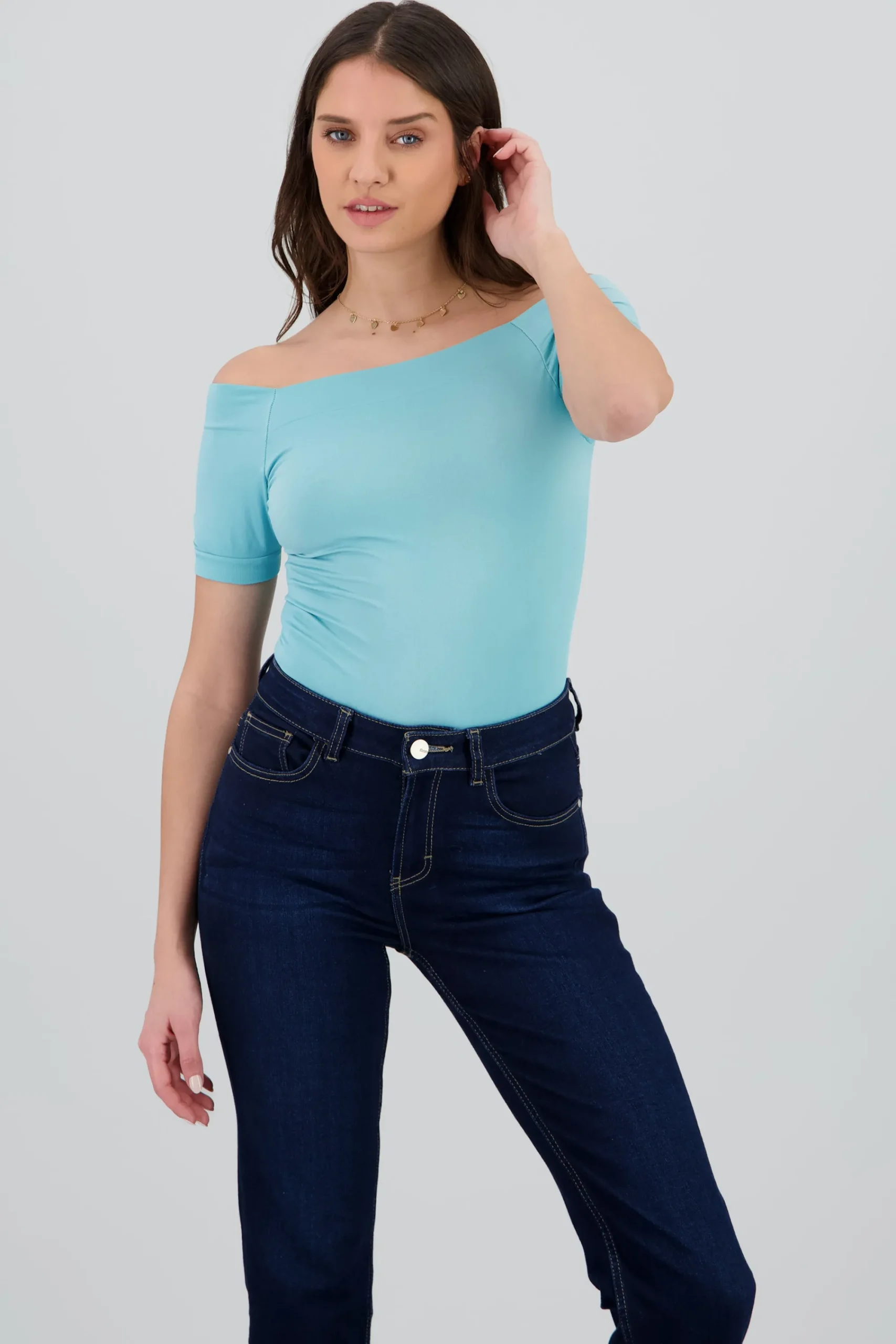 Shasa Seamless Bare Shoulder Plain Bodysuit