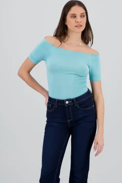 Shasa Seamless Bare Shoulder Plain Bodysuit