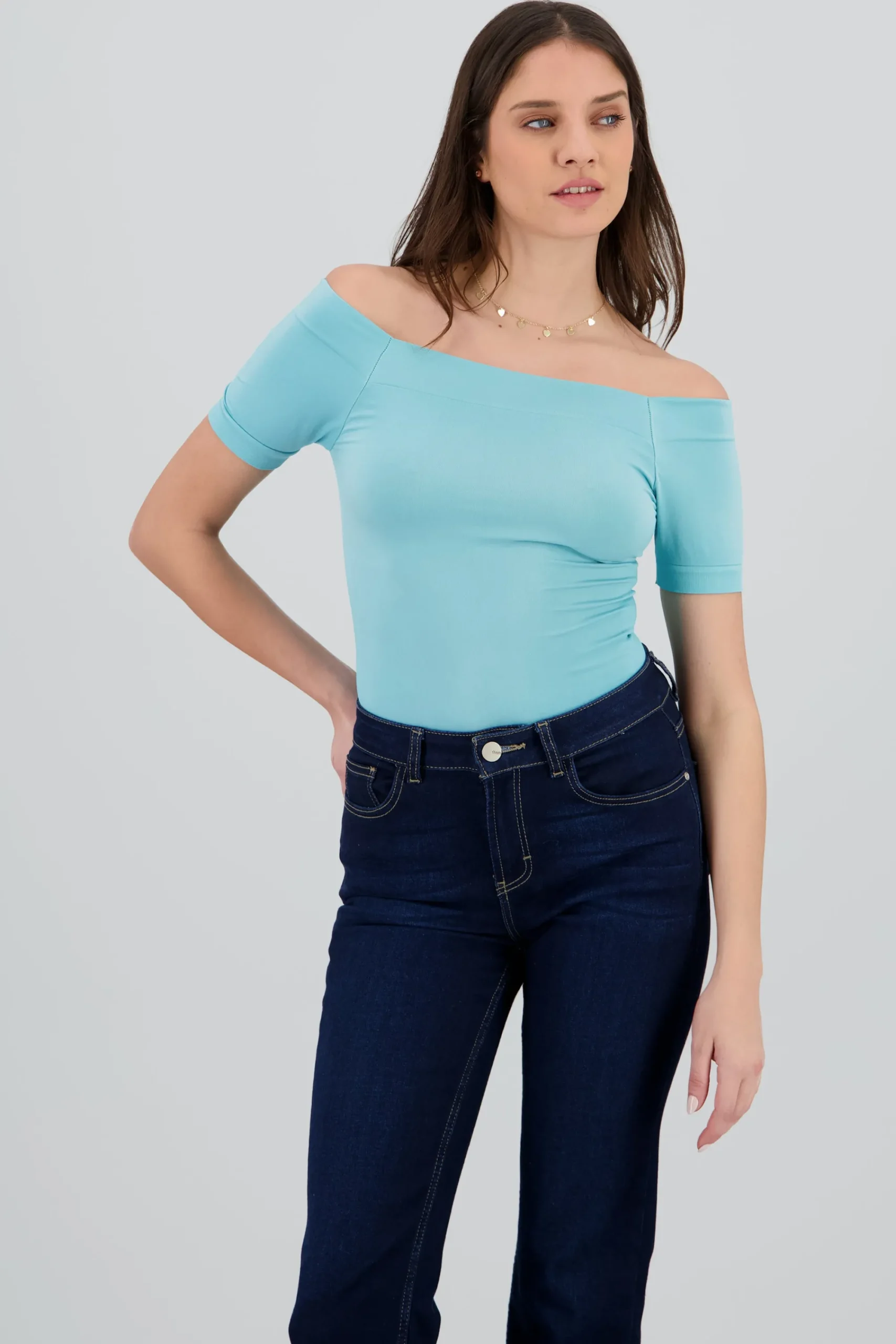 Shasa Seamless Bare Shoulder Plain Bodysuit