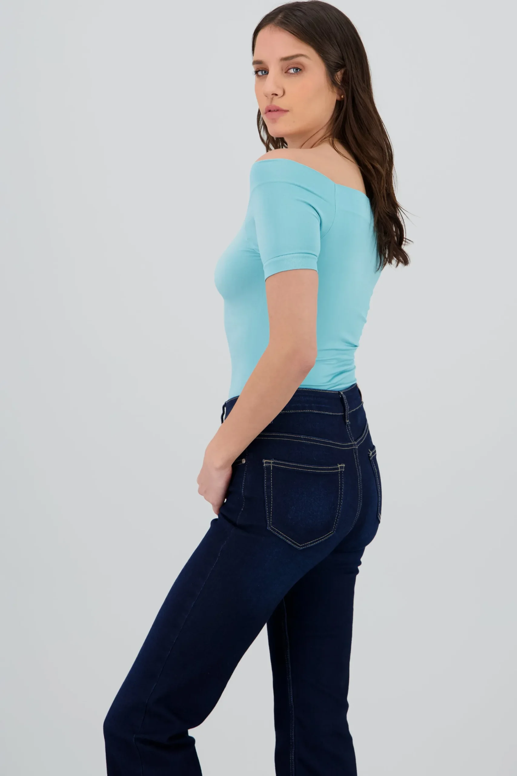 Shasa Seamless Bare Shoulder Plain Bodysuit