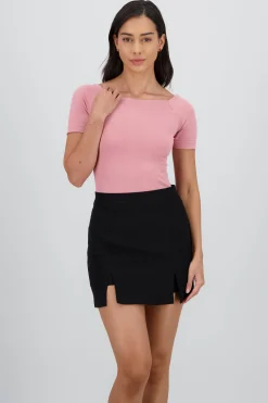 Shasa Seamless Bare Shoulder Plain Bodysuit