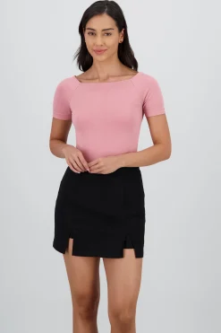 Shasa Seamless Bare Shoulder Plain Bodysuit