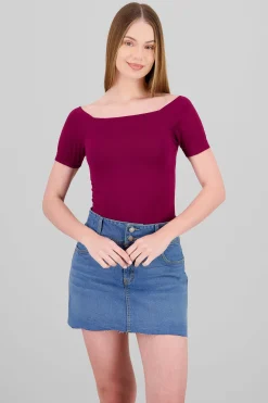 Shasa Seamless Bare Shoulder Plain Bodysuit