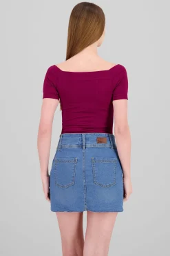 Shasa Seamless Bare Shoulder Plain Bodysuit