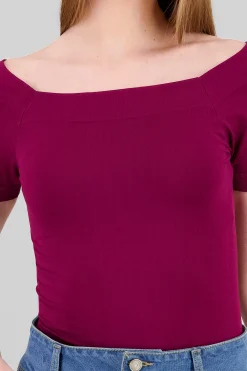 Shasa Seamless Bare Shoulder Plain Bodysuit